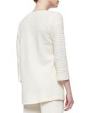 Ottoman Knit 3/4-Sleeve Tunic, Ivory