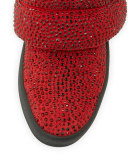 Men's Crystal-Studded High-Top Sneaker, Red