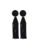 Beaded Short Tassel Clip Earrings