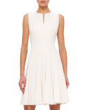 Sleeveless Fit-&-Flare Dress, Off White
