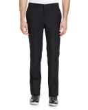 Chain-Trim Flat-Front Trousers