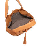 Canotta Medium Woven Hobo Bag, Beige