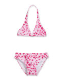 Classic Floral Halter Bikini, Pink, Size 4-14