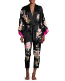Lola Floral-Embroidered Silk Lounge Pants