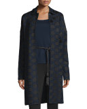 Geometric Drop-Shoulder Topper, Navy/Multi