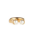 Darcey Brass Open Pearly Ring