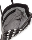 Dome-Stud Caged Shopper Tote Bag, Black