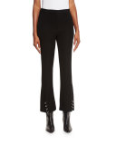 Pierced Flared Cropped Pants, Black