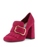 Suede Buckle Kiltie Loafer, Bougainvillea (Bougainvillea)