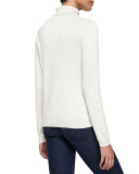 Silk-Cashmere Long-Sleeve Turtleneck, Ivory