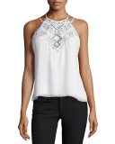 Neil Sleeveless Embellished Top, Ivory