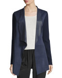 Esme Draped Suede & Knit Combo Jacket, Marine