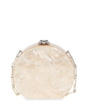 Oscar Striped Clutch Bag, Nude/Clear Mirror