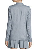 Allison Draped-Collar Chambray Blazer, Blue