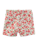 Floral Linen-Blend Drawstring Shorts, Pink, Size 2T-4T