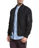 Linen-Silk Flight Jacket, Black