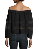 Coronado Eyelet-Inset Top, Black