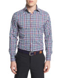 Gonzo Plaid Performance-Fit Sport Shirt, Black
