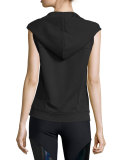 Sleeveless Front-Zip Sport Hoodie Vest, Black