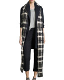 Long Chunky Plaid Scarf, Charcoal