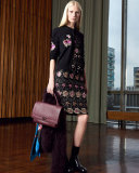 Sleeveless Floral-Embroidered Sheath Dress, Black