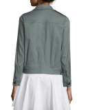 Linen-Blend Utility Jacket, Army