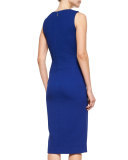 Slit-Front Square-Neck Sheath Dress