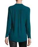 Jaklyn Surplice Top, Dark Teal