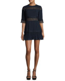 Asher Lace-Trim Mini Dress, Deep Indigo