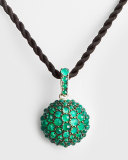 20mm Osetra Faceted Green Onyx Pendant Necklace, 42"