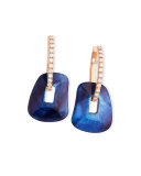 Puzzle Diamond-Trimmed 18K Rose Hoop Earrings, Blue/Black/White