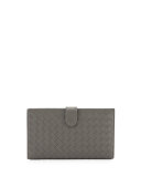 Intrecciato Lambskin Continental Wallet, Light Gray