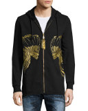 Gold Headdress Zip-Up Hoodie, Black