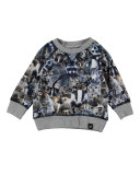 Elmo Animal Collage Sweat Tee, Gray/Multicolor, Size 12-24 Months