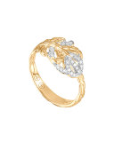 Classic Chain Small Feather 18k Diamond Ring, Size 8