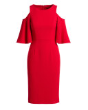 Cold-Shoulder Bell-Sleeve Sheath Dress