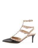 Rockstud Patent Leather Sandal, Black