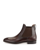 Marrico Tramezza Burnished Calfskin Chelsea Boot, Chocolate