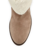 Minka Fur-Cuff Moto Boot, Off White