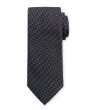 Woven Two-Tone Textured Neat Silk Tie, Gray
