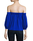 Off-the-Shoulder Stretch-Silk Blouse