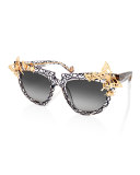 Ladybird Printed Cat-Eye Sunglasses, Crystal