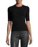 Half-Sleeve Pullover Top, Black
