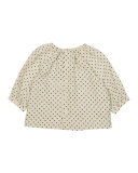 Long-Sleeve Jersey Polka-Dot Top, Cream, Size 6M-2