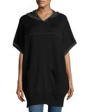 Short-Sleeve Hooded Pullover, Black/Chalk