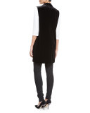 Velvet Long Vest, Black