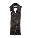 Biker Leather Lapel Dickey, Black