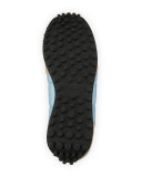 Men's Suede & Technical Satin Trainers with Check Trim, Light Taupe/Brown/Powder Blue 