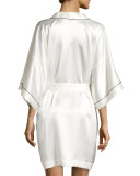 Contrast-Trimmed Silk Kimono Robe