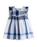 Mini Amanda Sleeveless Check Dress, Ink Blue, Size 6M-3